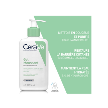 CeraVe Gel Moussant Visage - Peaux Normales à Grasses, 473 mlGel